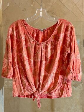 Lucky Brand Coral Tie-Front Blouse